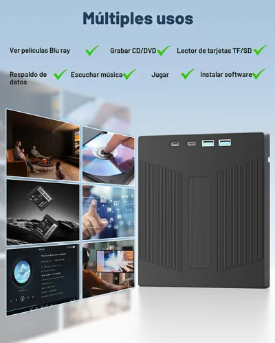 Vista 6 de 7-en-1 Unidad Blu Ray externa compatible 100G y disco 3D R/W para PC