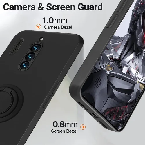 Vista 2 de Red Magic 8 Pro - Funda para teléfono con protector de pantalla de cristal, soporte de anillo giratorio 360 grados, soporte magnético, funda