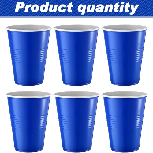 Vista 2 de 144 vasos de plástico desechables – Vasos de fiesta de 16 onzas, vasos de degustación y chupito (azul oscuro)