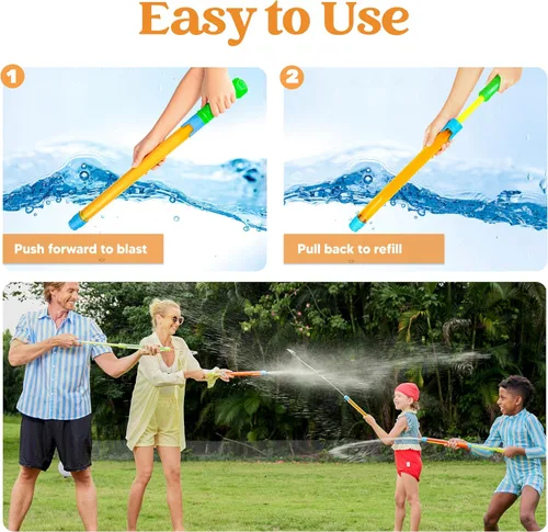 Vista 2 de Sloosh 24 pistolas de agua para niños, para verano, piscina, playa, arena, actividades acuáticas al aire libre, juguetes de lucha, 16.5 pulgadas