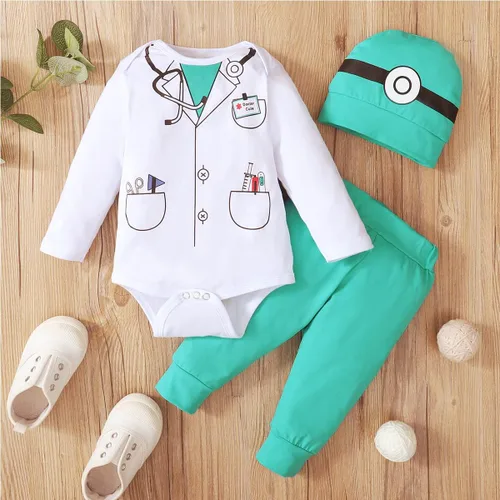 Vista 3 de Singcoco Disfraz de Haloween para bebé niño recién nacido, uniforme con sombrero