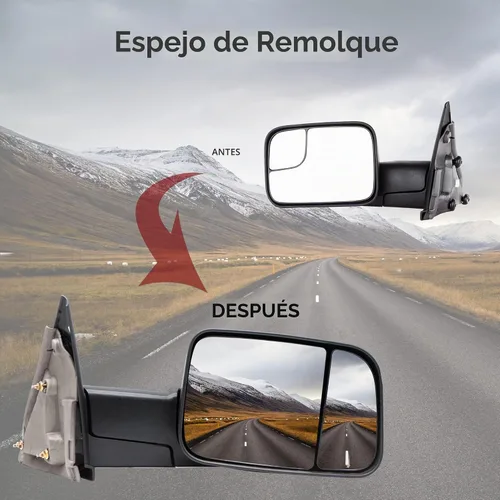 Vista 4 de Espejos de remolque compatibles con Dodge Ram 1500 2002-2008, Dodge Ram 2500 2003-2009, 3500, camioneta pickup, espejos de remolque ajustables
