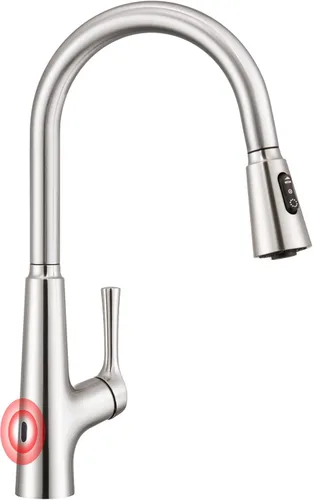 Vista 10 de CREA Grifo negro mate solo para agua fría, para cocina, bar, fregadero al aire libre, 1 agujero, 3 agujeros (con placa de cubierta), arco alto