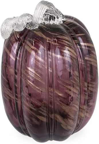 Vista 10 de Boston International Calabaza decorativa de vidrio de mesa, pequeña, moteada