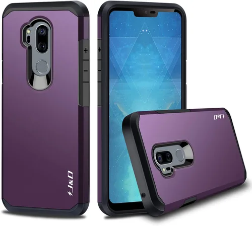 Vista 8 de J&D Funda protectora resistente de doble capa híbrida a prueba de golpes para LG G7 ThinQ, funda protectora resistente, color negro