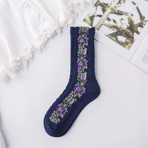 Vista 7 de Zhousensen Calcetines de punto trenzado con diseño floral para mujer
