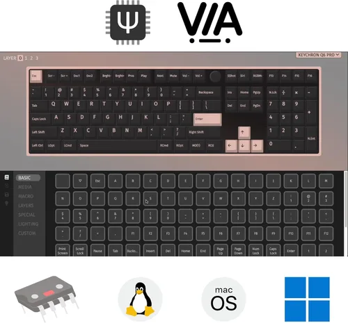 Vista 4 de Keychron Q6 Pro Teclado mecánico inalámbrico Bluetooth de aluminio completo para Mac Windows Linux, perilla programable QMKVIA de tamaño completo