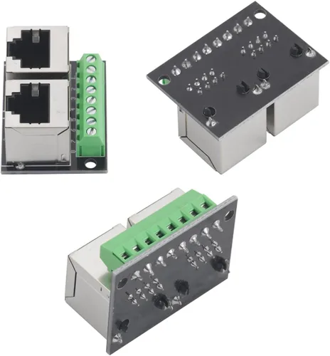 Vista 4 de 2 unidades RJ45 Ethernet doble hembra terminal Breakout Board,0.138 in paso 8Pin RJ45 conector adaptador de red Terminal adaptador de red