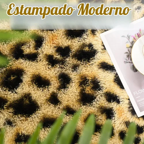 Vista 8 de HOMORE Alfombras esponjosas de leopardo de alta calidad, alfombra con estampado de leopardo para sala de estar, dormitorio, alfombra suave