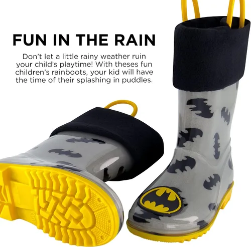 Vista 9 de DC Comics Botas de lluvia para niños Batman con forro suave extraíble para nieve