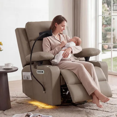 Vista 11 de FiveWillowise Mecedora eléctrica para guardería con reposabrazos ajustables Gris