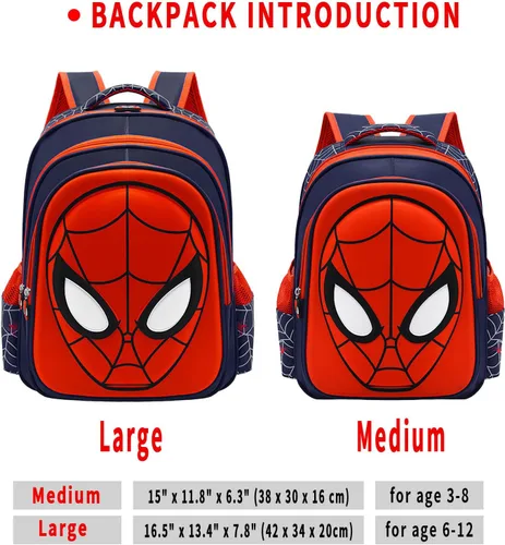 Vista 6 de Mochila escolar para niños pequeños, mochila escolar 3D de cómic, impermeable, ligera, para estudiantes de primaria, mochila escolar para niños