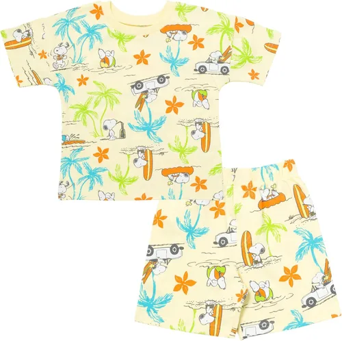 Vista 3 de PEANUTS Woodstock Snoopy - Conjunto de camiseta y pantalones cortos de felpa francesa para niño pequeño