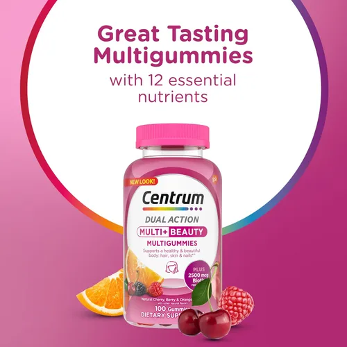 Vista 20 de Centrum MultiGummies, Multi + Beauty, 100