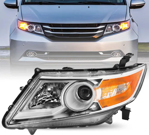 Vista 11 de JSBOYAT Conjunto de faros delanteros de repuesto para Honda Odyssey 2011-2017, estilo OE, carcasa negra, con reflector ámbar (L+R) Faros