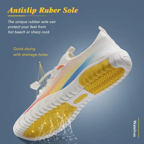 Vista 5 de WateLves Zapatos de agua para hombre y mujer, zapatos de natación de secado rápido, calcetines acuáticos, zapatos de piscina para surf, yoga
