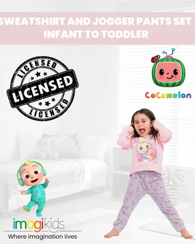 Vista 4 de CoComelon JJ - Conjunto de sudadera y pantalones de vellón para bebés y niñas pequeñas