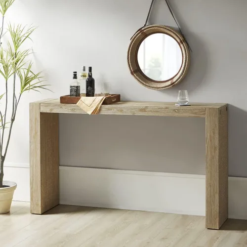Vista 10 de Mesa consola de sofá de 59 pulgadas de largo, mesa de pasillo de madera dura, sin cajones de almacenamiento, mesa de entrada negra moderna, mesa