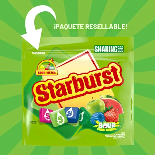 Vista 8 de STARBURST - Caramelos masticables agrios masticables de frutas, tamaño compartido resellable, bolsa de 15.6 onzas