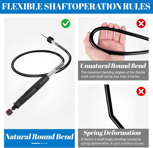 Vista 4 de Flex Eje Rotatorio Herramienta Accesorio Agarre Comodidad 36" Cable Largo and Mini Sander for Detail Metal Engraving, Wood Carving, Jewelry