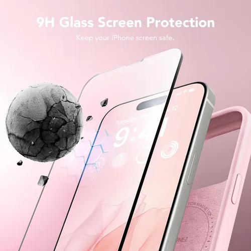 Vista 4 de GONEZ - Funda magnética para iPhone 15 Pro Max, funda de silicona A-Chalk Rosa