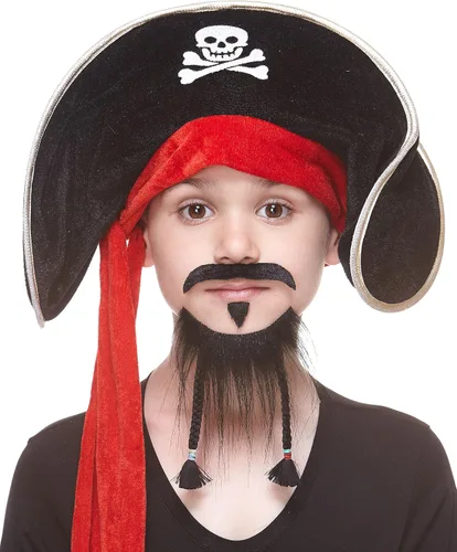 Vista 3 de Mustaches Parche para barba falsa y alma, autoadhesivo, pequeño, trenzado pirata, pelo facial falso para niños, color negro