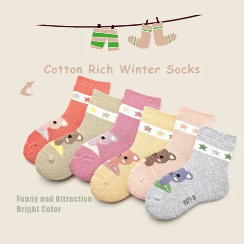 Vista 2 de Calcetines de invierno para niños calcetines térmicos de rizo para niños paquete de 6