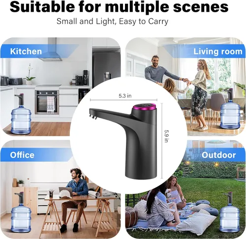 Vista 6 de Dispensador de agua de 5 galones - Bomba de agua potable eléctrica automática con carga USB para jarras de 2 a 5 galones
