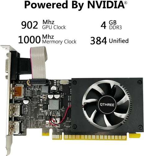 Vista 7 de QTHREE GeForce GT 730 - Tarjeta gráfica de perfil bajo de 4 GB, DDR3,64 bits, 2X HDMI, DP, VGA, tarjeta de video de factor de forma pequeño para PC