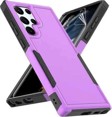 Vista 11 de Funda para Samsung Galaxy S22 Ultra: funda protectora de doble capa resistente para teléfono celular, a prueba de golpes, con protector de pantalla