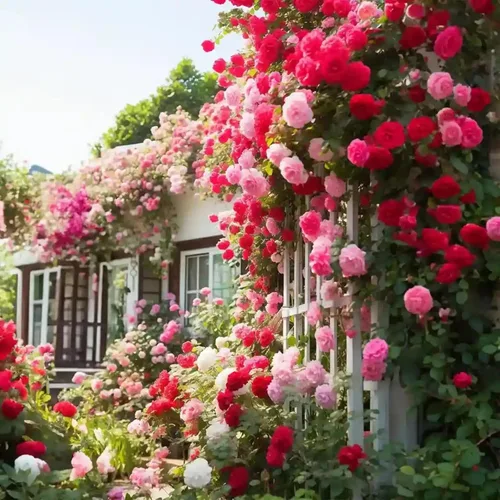 Vista 5 de Más de 300 semillas de rosas trepadoras para plantar, raras variadas trepadoras, rosas rosadas, arbustos, vid, sin OMG, semillas de reliquia, flores