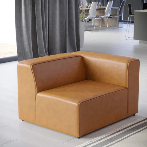 Vista 15 de Modway Mingle Sofá seccional de cuero vegano Silla con brazo izquierdo en gris
