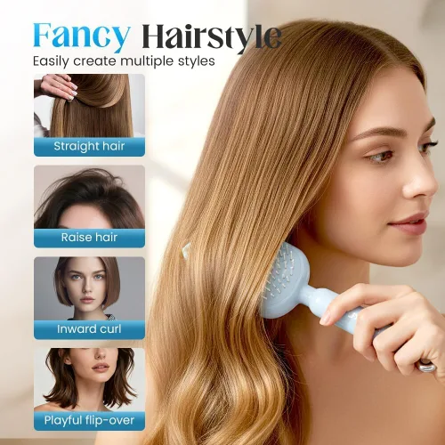 Vista 6 de Peine de masaje con cojín retráctil, cepillo para el cabello con cerdas retráctiles, peine retráctil para desenredar, cepillo de pelo autolimpiante