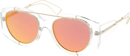 Vista 2 de zeroUV - Gafas de sol de 2.087in de tamaño grande, de alambre traslúcido con brazo de metal