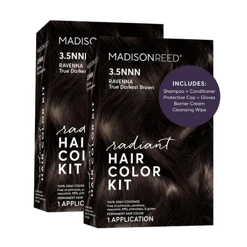 Vista 21 de Madison Reed - Kit de tinte radiante para el cabello, tinte permanente para el cabello, 100 % cobertura de canas, sin amoníaco, negro Parma 2.5NNN