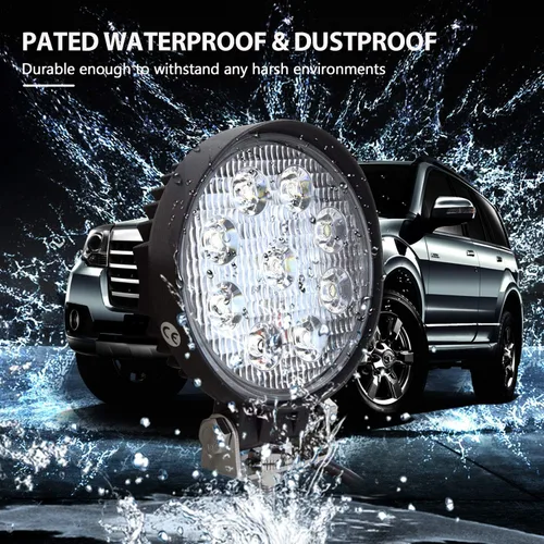 Vista 7 de Willpower 2 piezas de 27 W de 2200 lm, barra de luz de trabajo LED redonda, lámpara de conducción de haz puntual para todoterreno, SUV, barco, Jeep