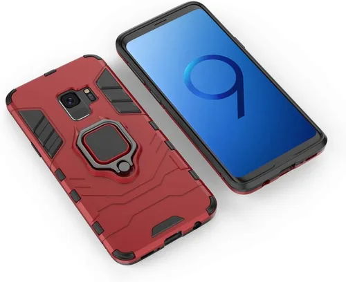 Vista 5 de Funda de teléfono para Samsung Galaxy S9 con protector de pantalla de vidrio templado y soporte magnético para anillo con soporte, accesorios