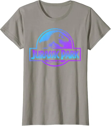 Vista 84 de Jurassic Park Camiseta de manga corta con logotipo Fossil azul y morado Negro
