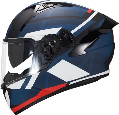 Vista 20 de VCOROS Casco integral de doble visera para motocicleta para adultos, Casco de moto de calle y carrera X9 aprobado por DOT con visera negra