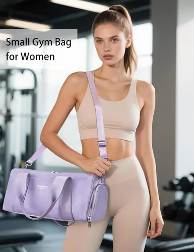 Vista 5 de Pequeña bolsa deportiva de gimnasio para mujeres y niñas, bolsa de lona para entrenamiento de fitness, viajes, baile, ballet, natación