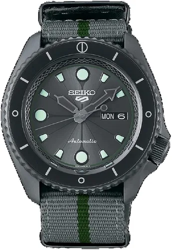 Vista 3 de Seiko 5 Sports Boruto Naruto Reloj automático Shikamaru SRPF75K1 Gris Reloj deportivo