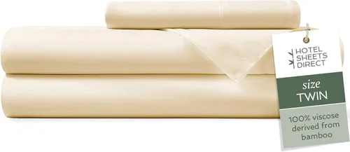 Vista 81 de Hotel Sheets Direct - Juego de sábanas 100% viscosa derivada de bambú tamaño individual - sábanas refrescantes con 1 funda de almohada