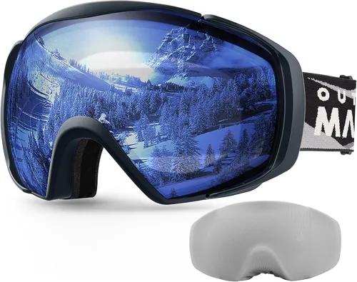 Vista 12 de OutdoorMaster - Gafas de esquí con cubierta, antivaho OTG para nieve/snowboard La cubierta integrada ayuda a proteger la lente, con ajuste OTG