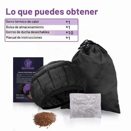 Vista 7 de Gorro térmico de acondicionamiento profundo, sin cordón, 100% algodón natural, semillas de linaza, tratamiento interior de microondas, tapa caliente