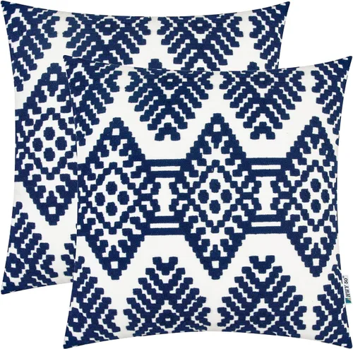Vista 11 de HWY 50 Juego de 2 fundas de almohada decorativas gris gris de 18 x 18 pulgadas, fundas de almohada bordadas de lino para sofá, sala de estar, cama