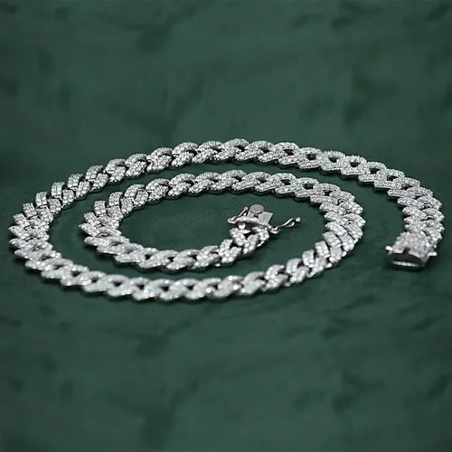 Vista 5 de SAVEARTH DIAMONDS Collar de cadena cubana de diamante de moissanita de corte redondo de 20 quilates a 26 qttw con certificado de 0.472 in de ancho