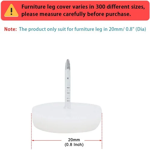 Vista 2 de uxcell Base de plástico blanco Protector de piso Muebles Mesa Silla Sofá Pierna Almohadilla de uñas 19 unids