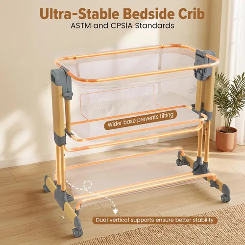 Vista 8 de Ezebaby Cuna mecedora 3 en 1, moisés estable y seguro Beige