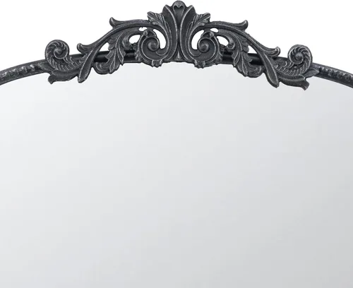 Vista 3 de Benjara Kea - Espejo de pared de 36 pulgadas, marco de metal curvado negro, diseño de acento barroco
