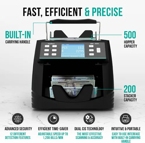 Vista 2 de Kolibri Máquina de contador de dinero de billetes mixtos todo en uno, detección de falsificaciones, contador de monedas mixtas